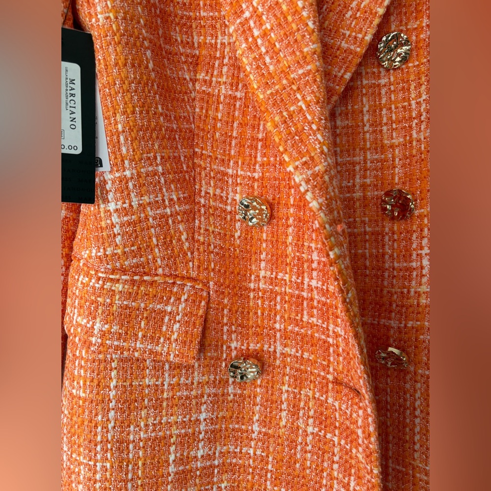 Marciano Orange Tweed Blazer & Suit Jacket - Size M (6) - Picture 11 of 11